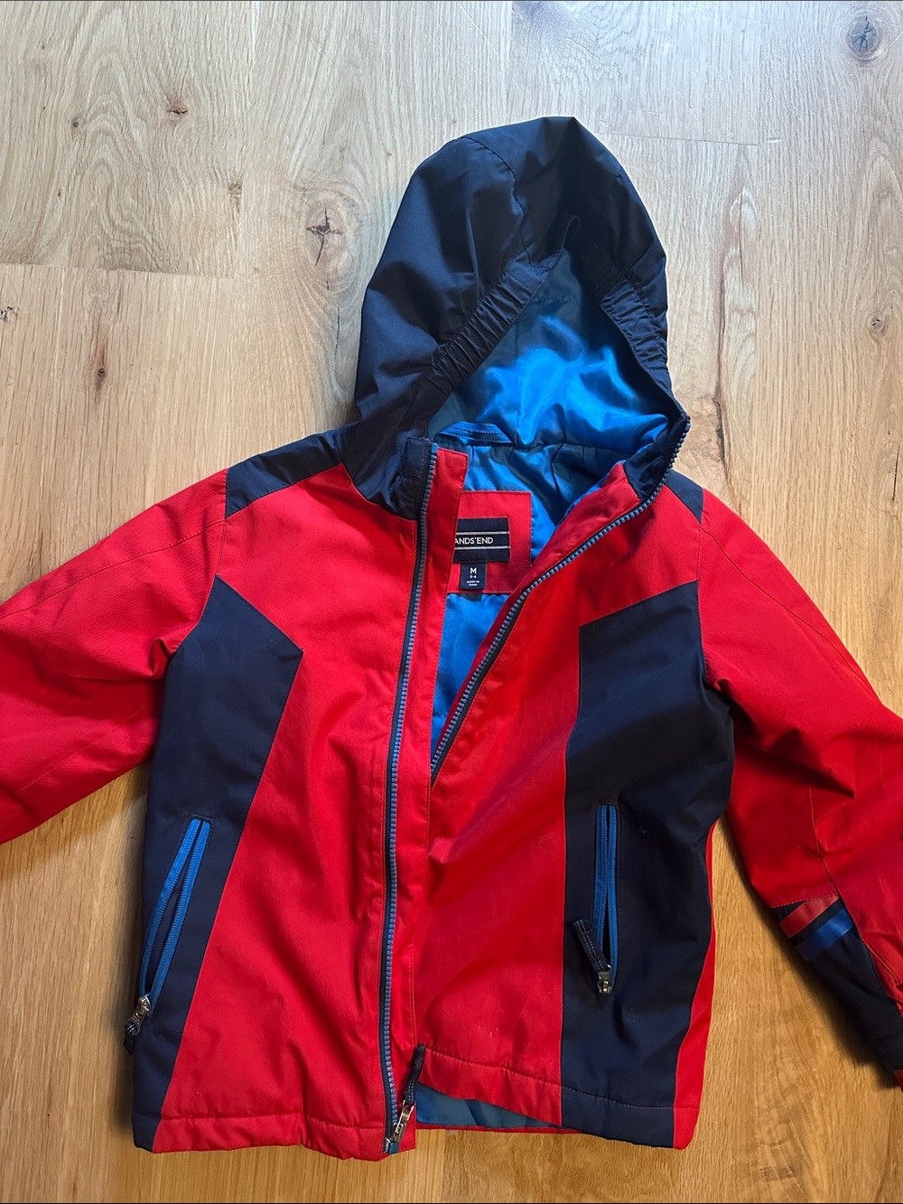 Lands End Kids Red and Navy Hooded Jacket